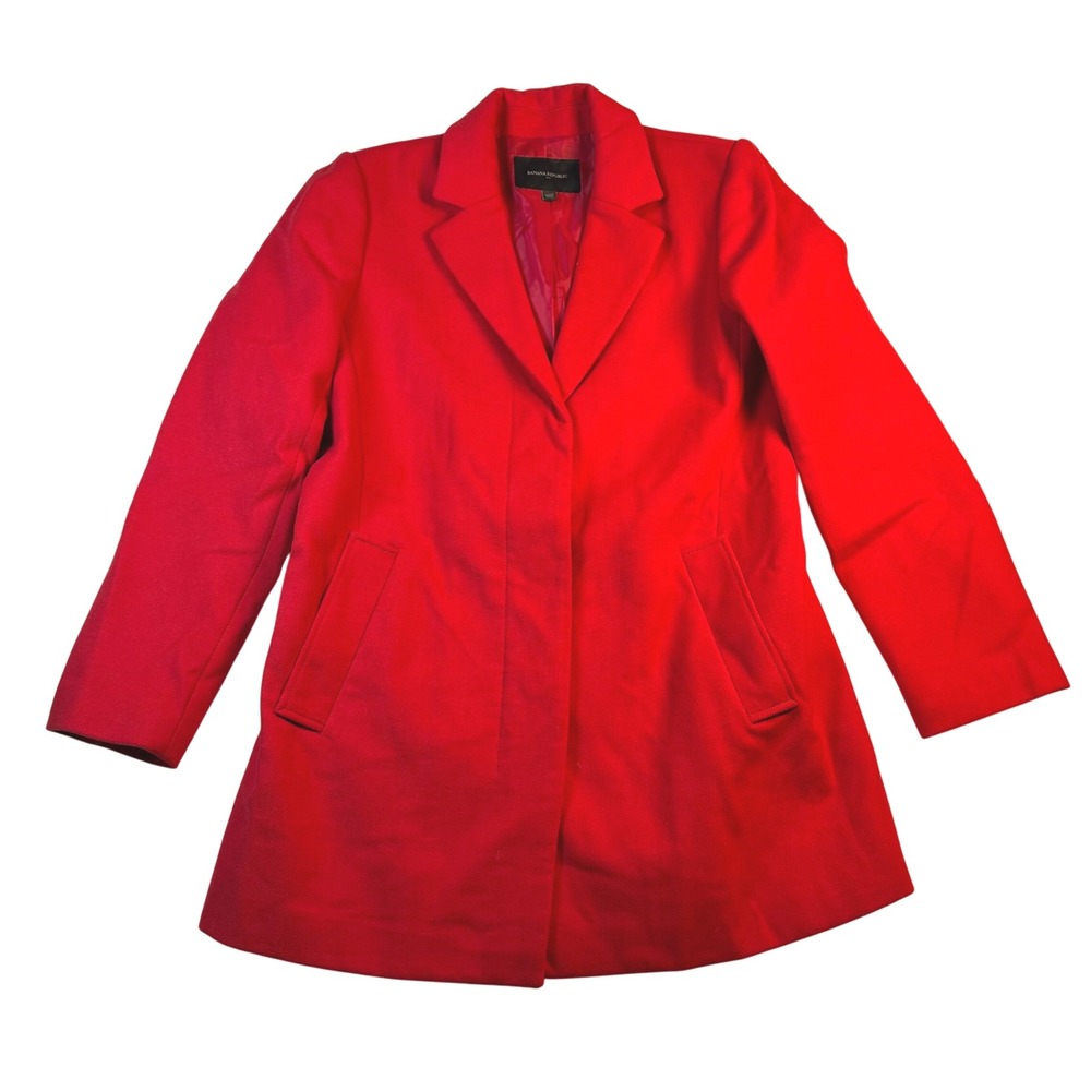 Banana Republic Red Wool Blend‎ Coat Jacket Women's Size M Classic Style